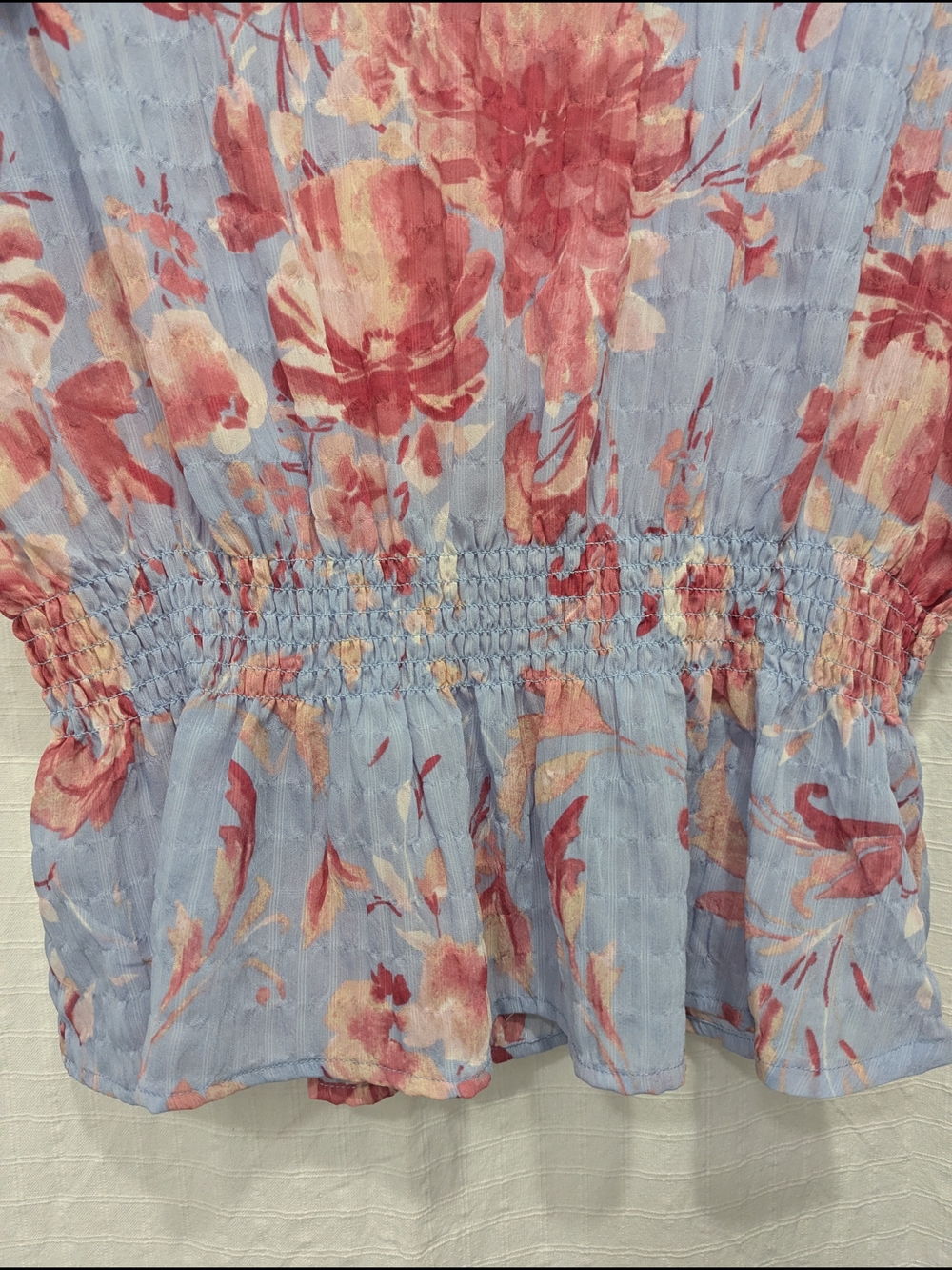 Counterparts Pink & Light Blue Floral Ruffle Top - Picture 2 of 8